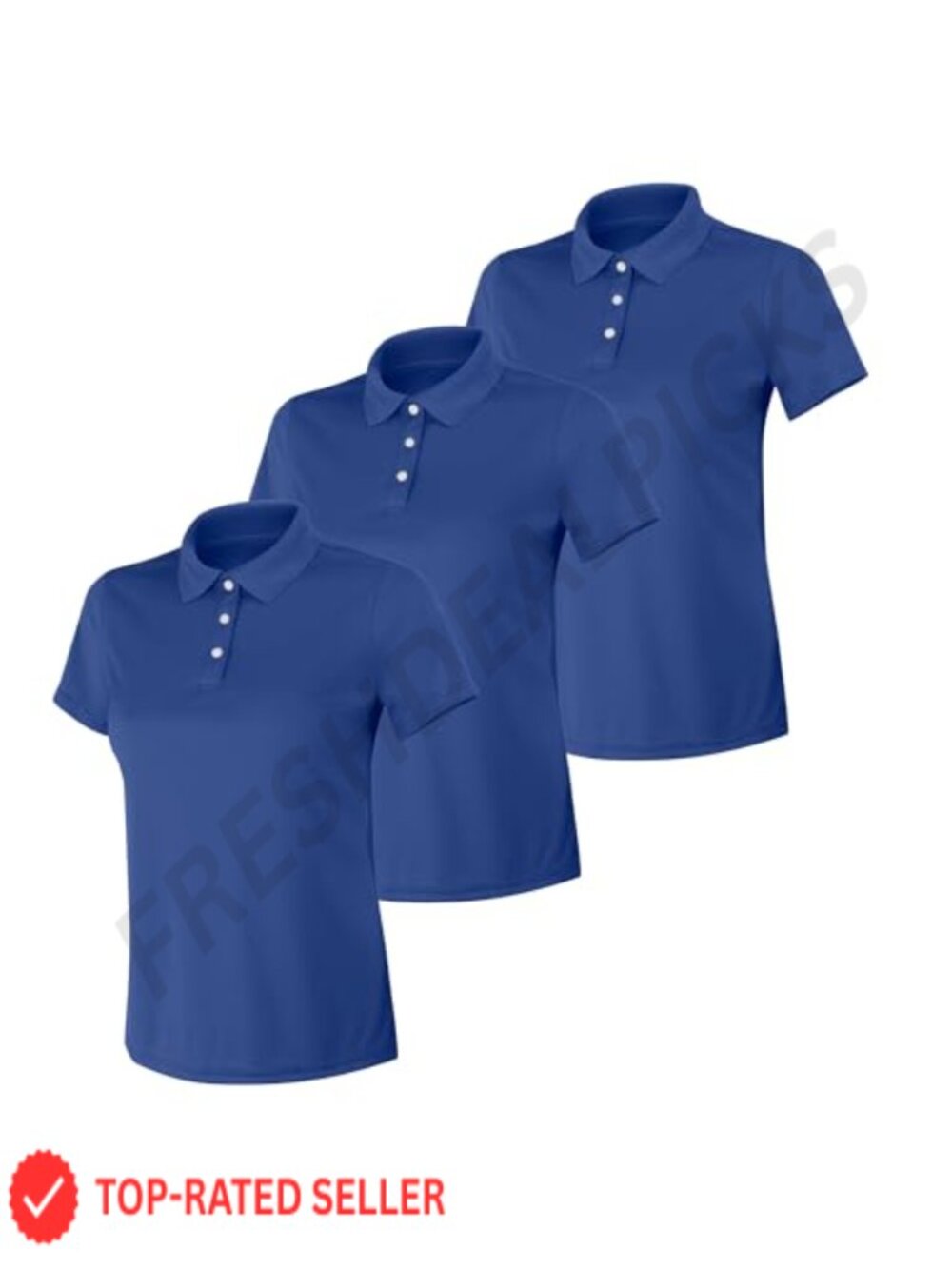 Women's Performance Polo Shirt 3-Pack, UPF 40+ Moisture Wicking Athletic Top